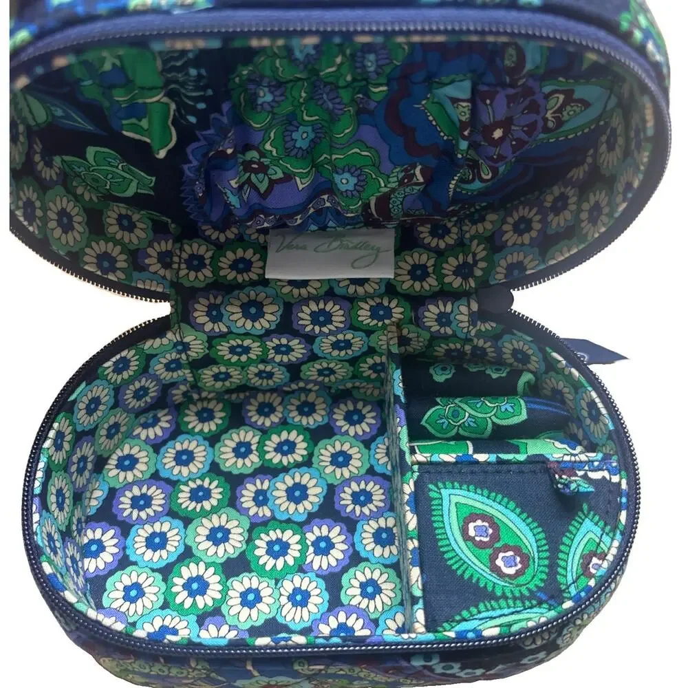 Vera Bradley Blue Rhapsody Travel Jewelry Case Zip Around Organizer 6.5